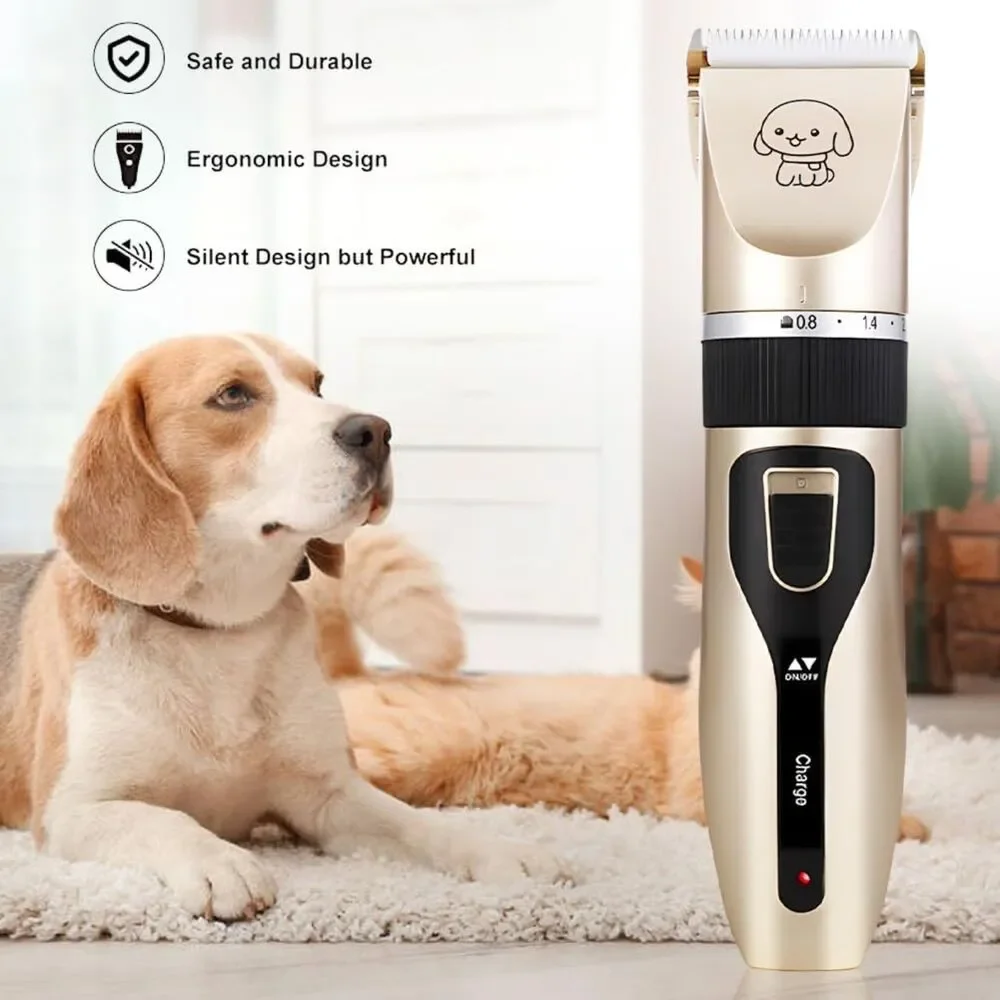 NEW Rechargeable Pet Grooming Clippers with 4 Guide Combs – Gold